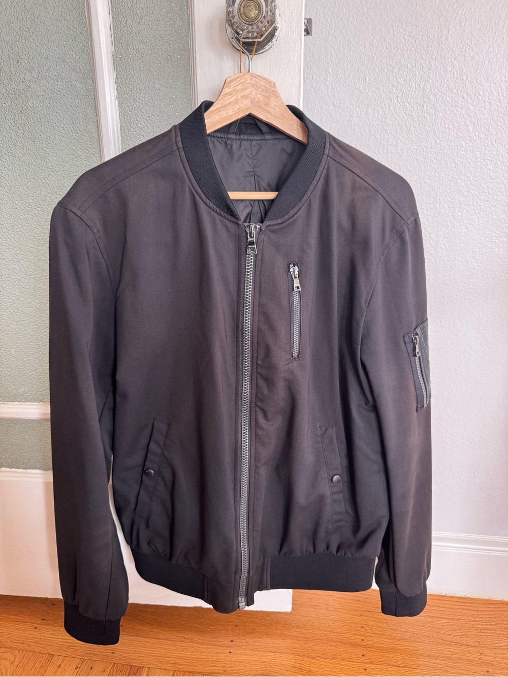 Guess by Marciano Black Bomber Jacket with Zip Details